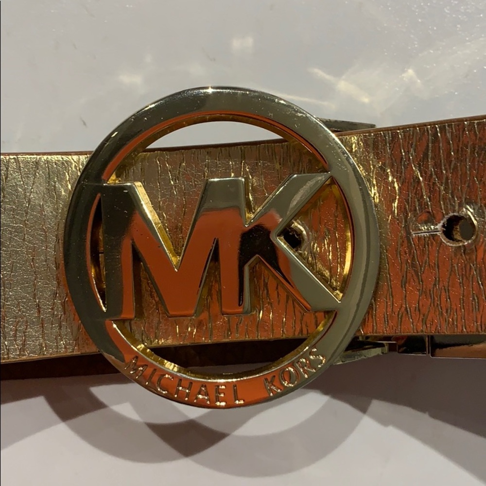 Michael Kors reversible belt, gold/ tan. Sz. Med.